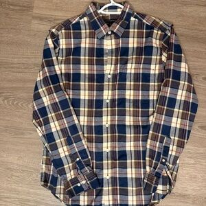 Banana Republic Navy, Cream & Red Plaid Button-Down Shirt